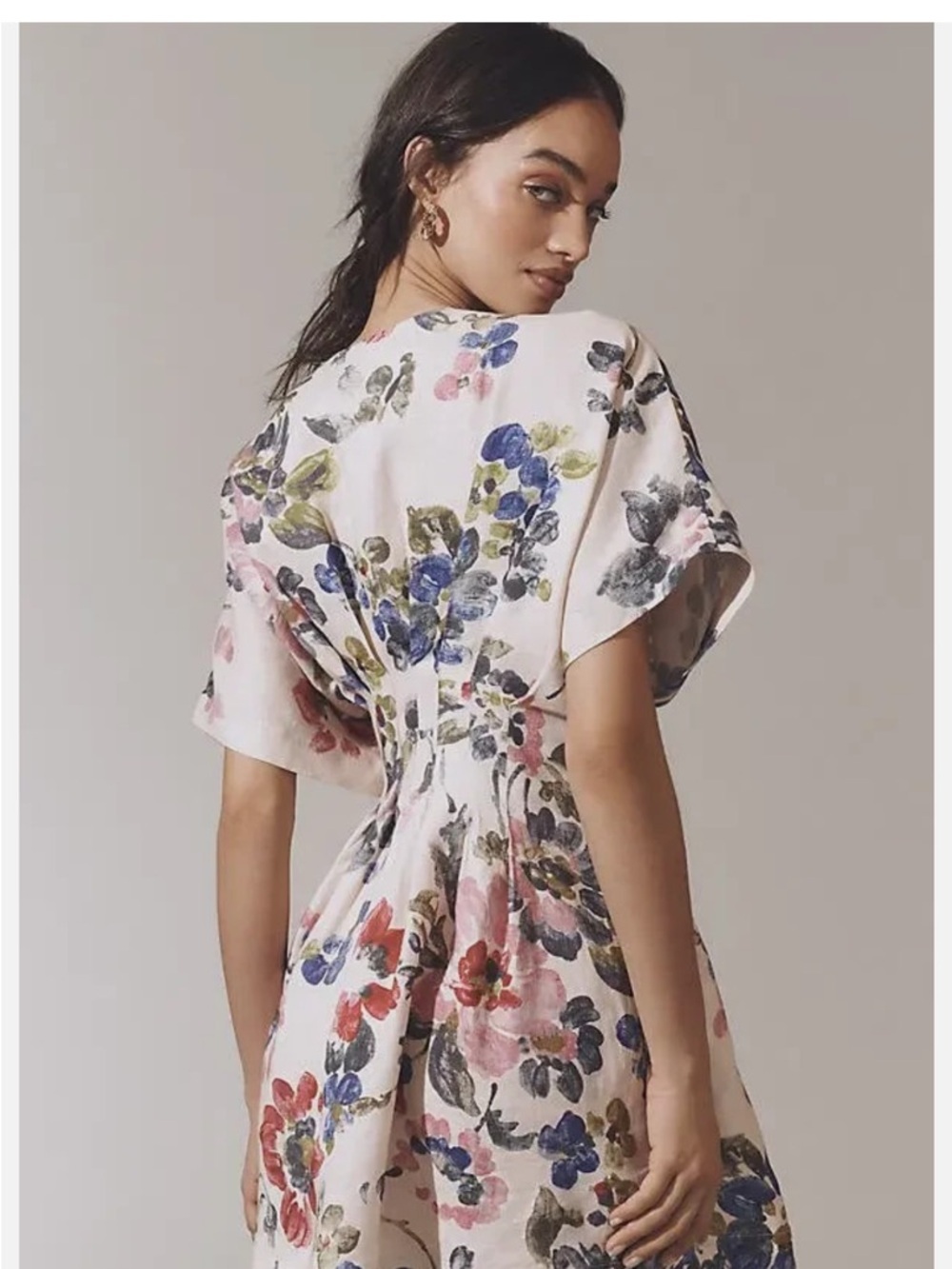 NWT Anthropologie Exquise The Tobie Linen Pleated Mini Shirt Dress floral  SzXXS - Picture 2 of 11